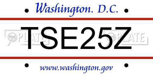 TSE25Z District Of Columbia License Plate