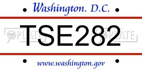 TSE282 District Of Columbia License Plate