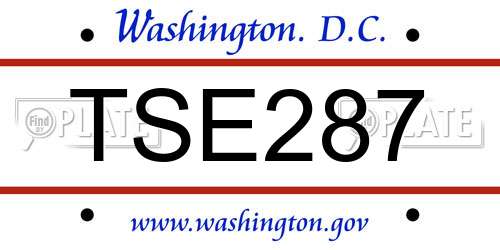 TSE287 District Of Columbia License Plate