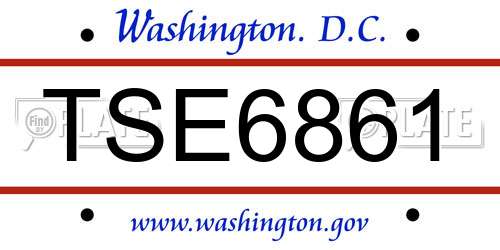 TSE6861 District Of Columbia License Plate