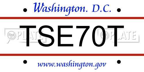 TSE70T District Of Columbia License Plate