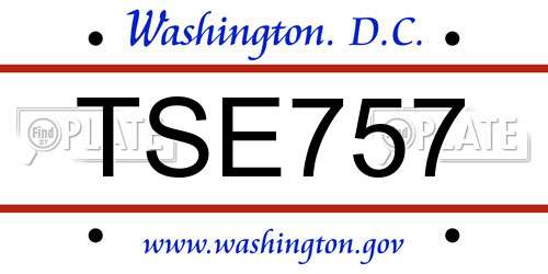 TSE757 District Of Columbia License Plate