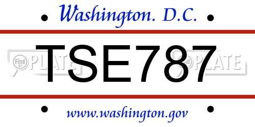 TSE787 District Of Columbia License Plate