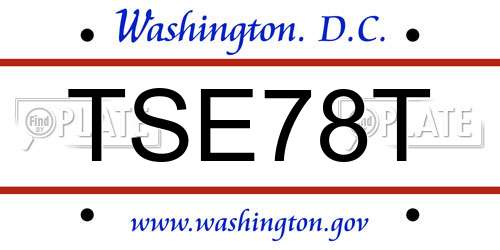 TSE78T District Of Columbia License Plate