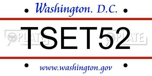 TSET52 District Of Columbia License Plate