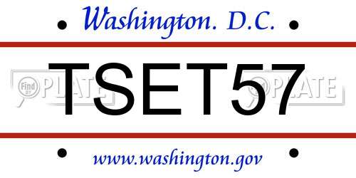 TSET57 District Of Columbia License Plate