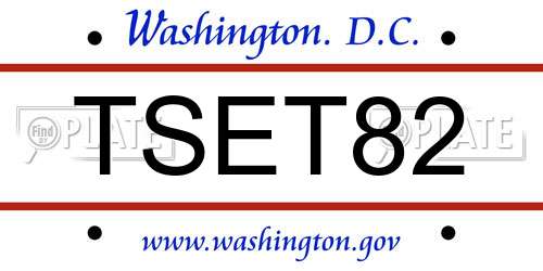 TSET82 District Of Columbia License Plate