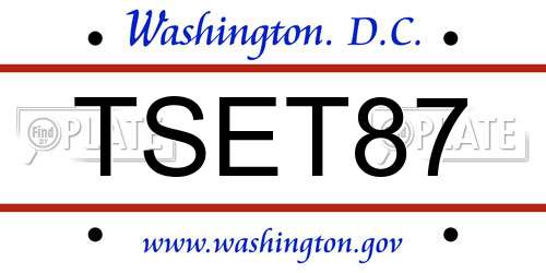 TSET87 District Of Columbia License Plate