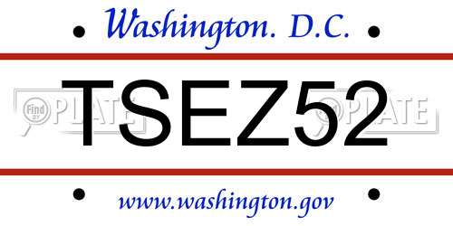 TSEZ52 District Of Columbia License Plate