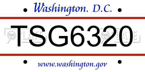 TSG6320 District Of Columbia License Plate