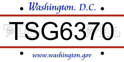 TSG6370 District Of Columbia License Plate