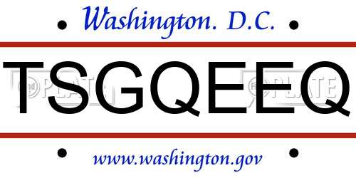 TSGQEEQ District Of Columbia License Plate