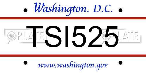 TSI525 District Of Columbia License Plate