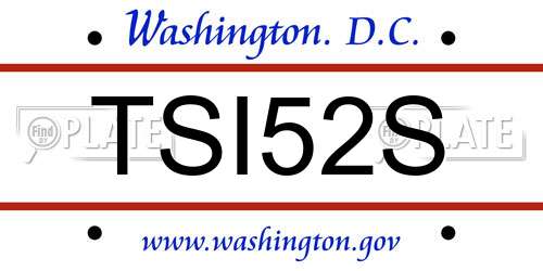 TSI52S District Of Columbia License Plate