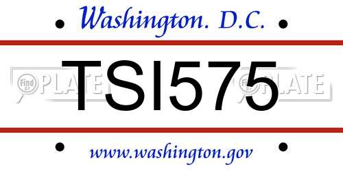 TSI575 District Of Columbia License Plate