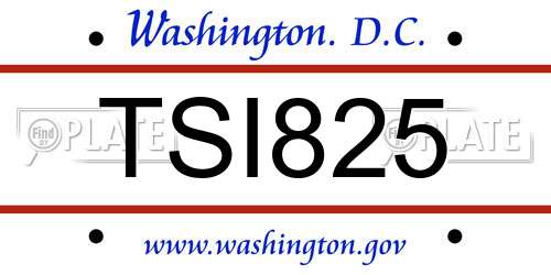 TSI825 District Of Columbia License Plate