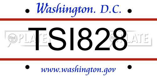 TSI828 District Of Columbia License Plate