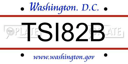 TSI82B District Of Columbia License Plate