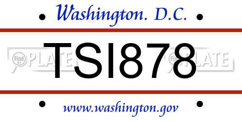 TSI878 District Of Columbia License Plate