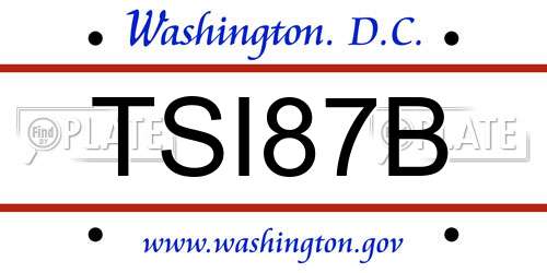 TSI87B District Of Columbia License Plate