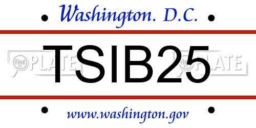 TSIB25 District Of Columbia License Plate