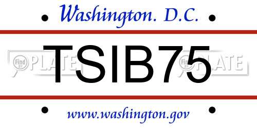 TSIB75 District Of Columbia License Plate