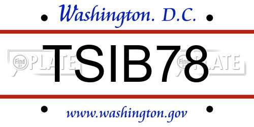 TSIB78 District Of Columbia License Plate