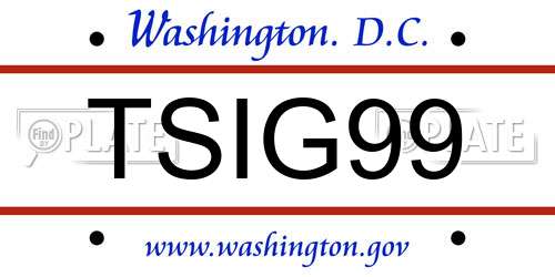 TSIG99 District Of Columbia License Plate