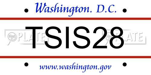 TSIS28 District Of Columbia License Plate