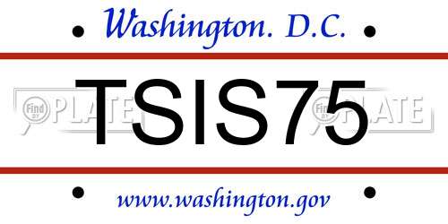 TSIS75 District Of Columbia License Plate