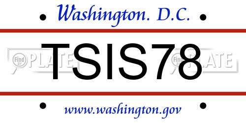 TSIS78 District Of Columbia License Plate