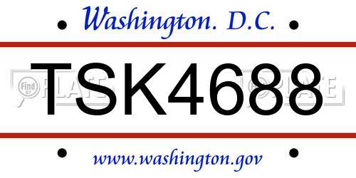TSK4688 District Of Columbia License Plate