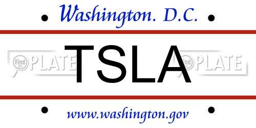 TSLA District Of Columbia License Plate