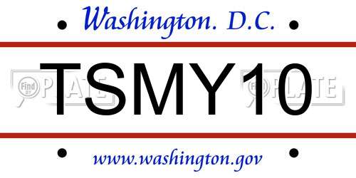 TSMY10 District Of Columbia License Plate