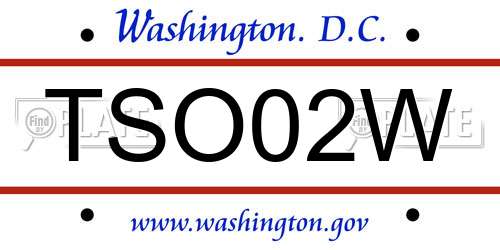 TSO02W District Of Columbia License Plate