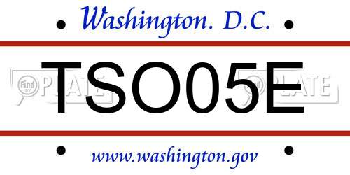 TSO05E District Of Columbia License Plate