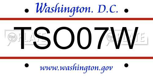 TSO07W District Of Columbia License Plate