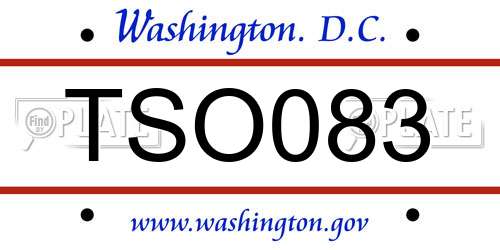 TSO083 District Of Columbia License Plate