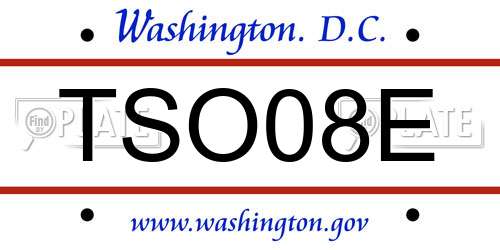 TSO08E District Of Columbia License Plate