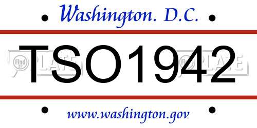 TSO1942 District Of Columbia License Plate