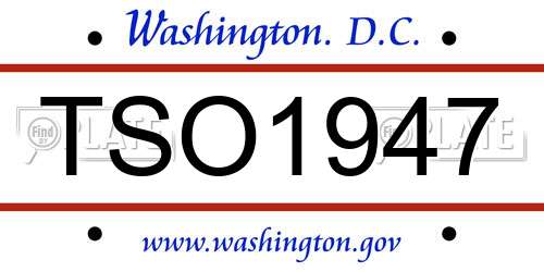 TSO1947 District Of Columbia License Plate