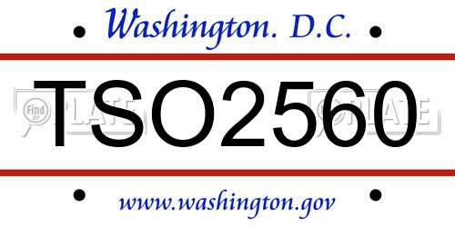 TSO2560 District Of Columbia License Plate