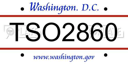 TSO2860 District Of Columbia License Plate