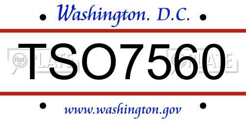 TSO7560 District Of Columbia License Plate