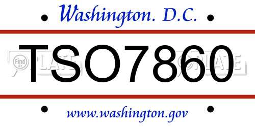 TSO7860 District Of Columbia License Plate