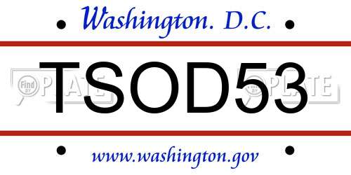 TSOD53 District Of Columbia License Plate