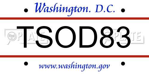 TSOD83 District Of Columbia License Plate