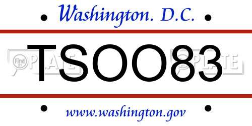 TSOO83 District Of Columbia License Plate