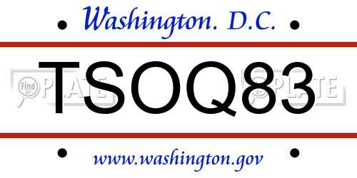TSOQ83 District Of Columbia License Plate