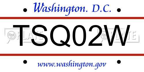 TSQ02W District Of Columbia License Plate